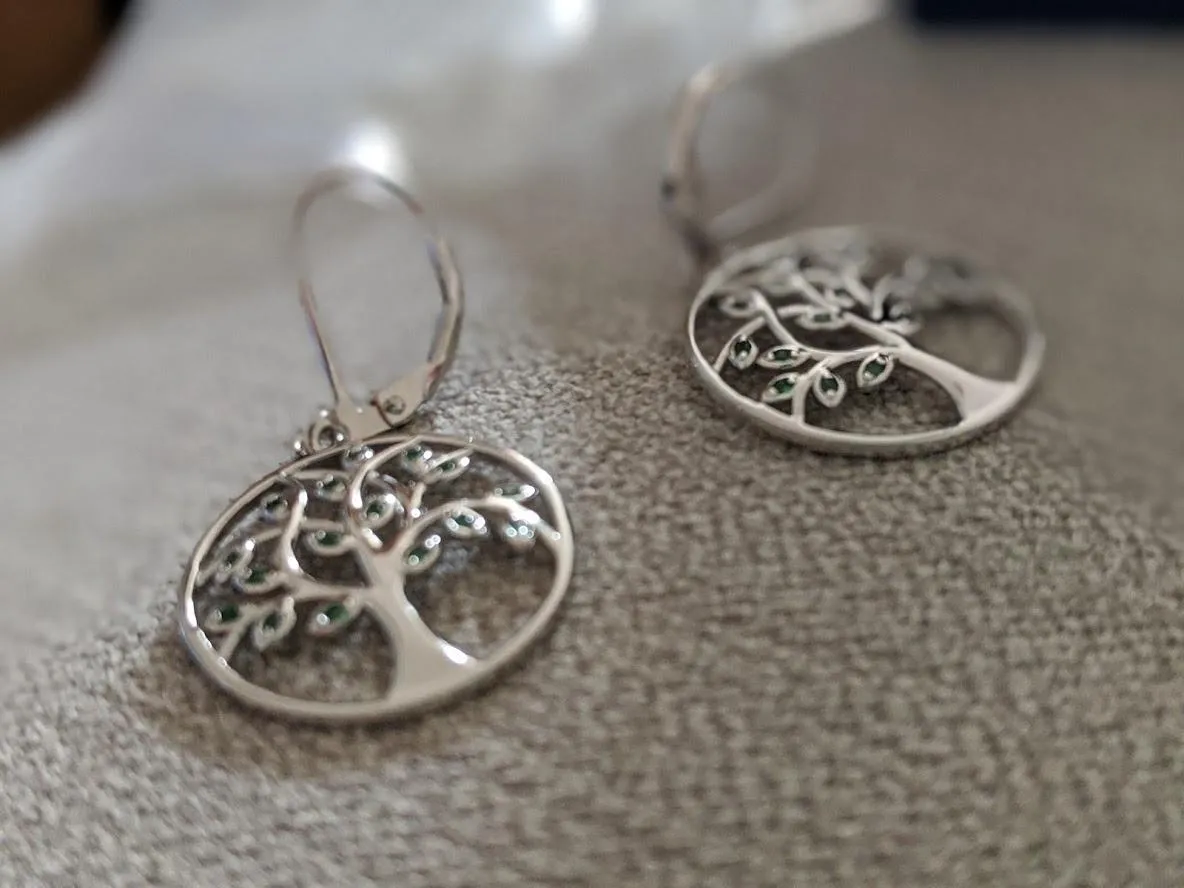 YL Albero della Vita Orecchini Argento 925 Verde Smeraldo