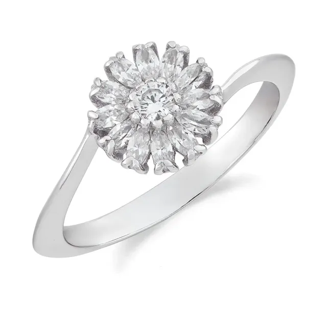 Sinico Fiore anello oro bianco zirconia misura 14
