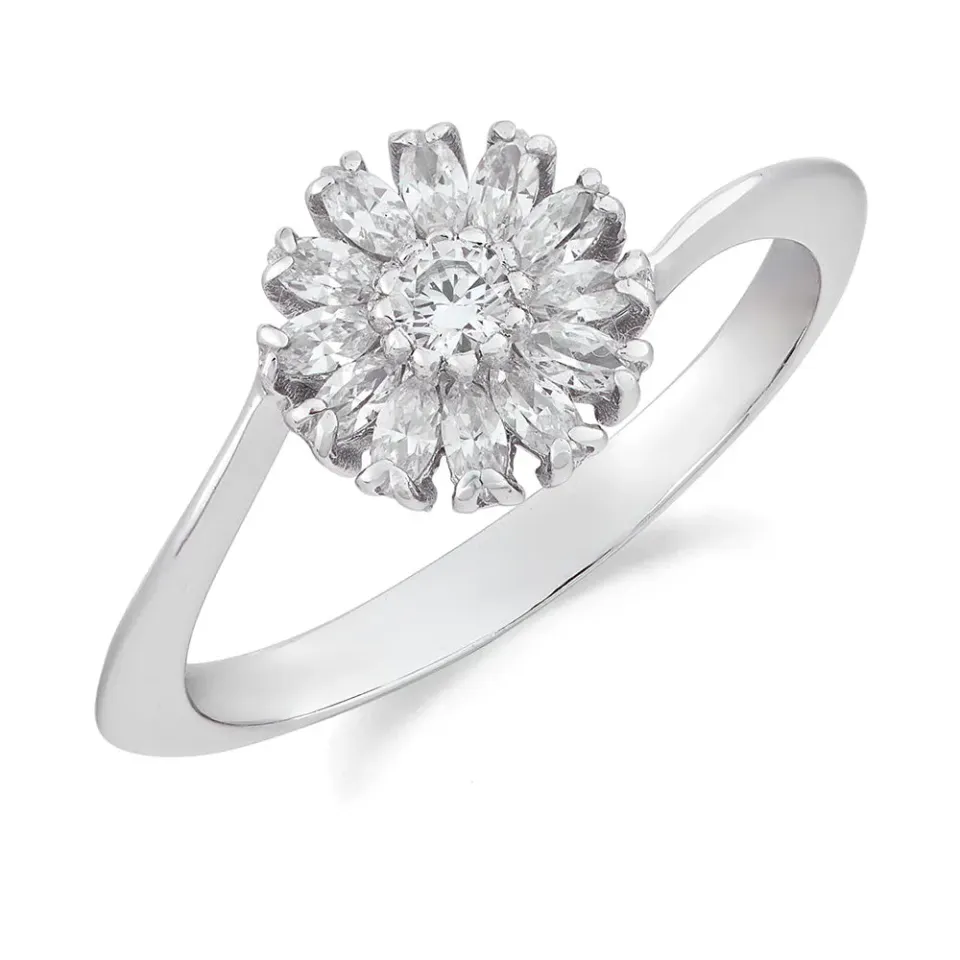 Sinico Fiore anello oro bianco zirconia misura 14