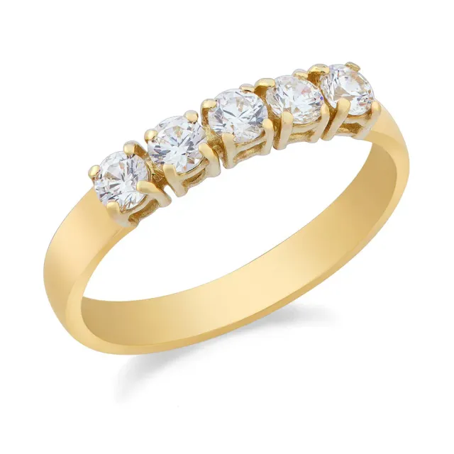 Sinico Rivière anello oro giallo 5 pietre bianche