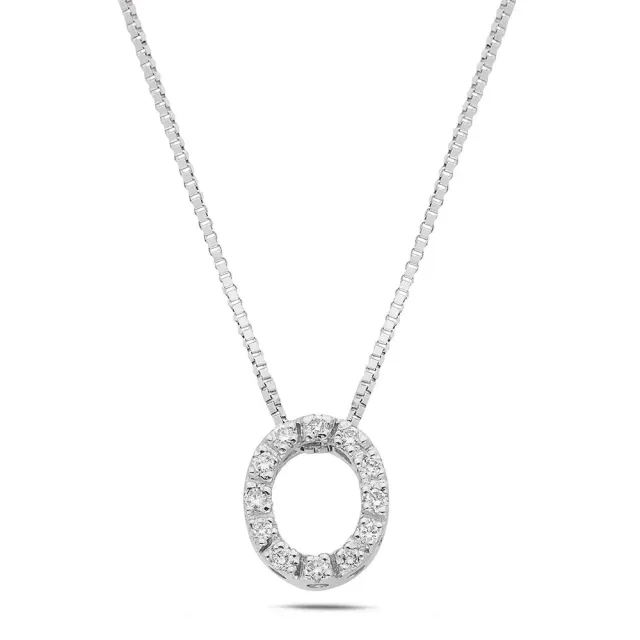 Sinico Letters O collana oro bianco diamanti 42 cm