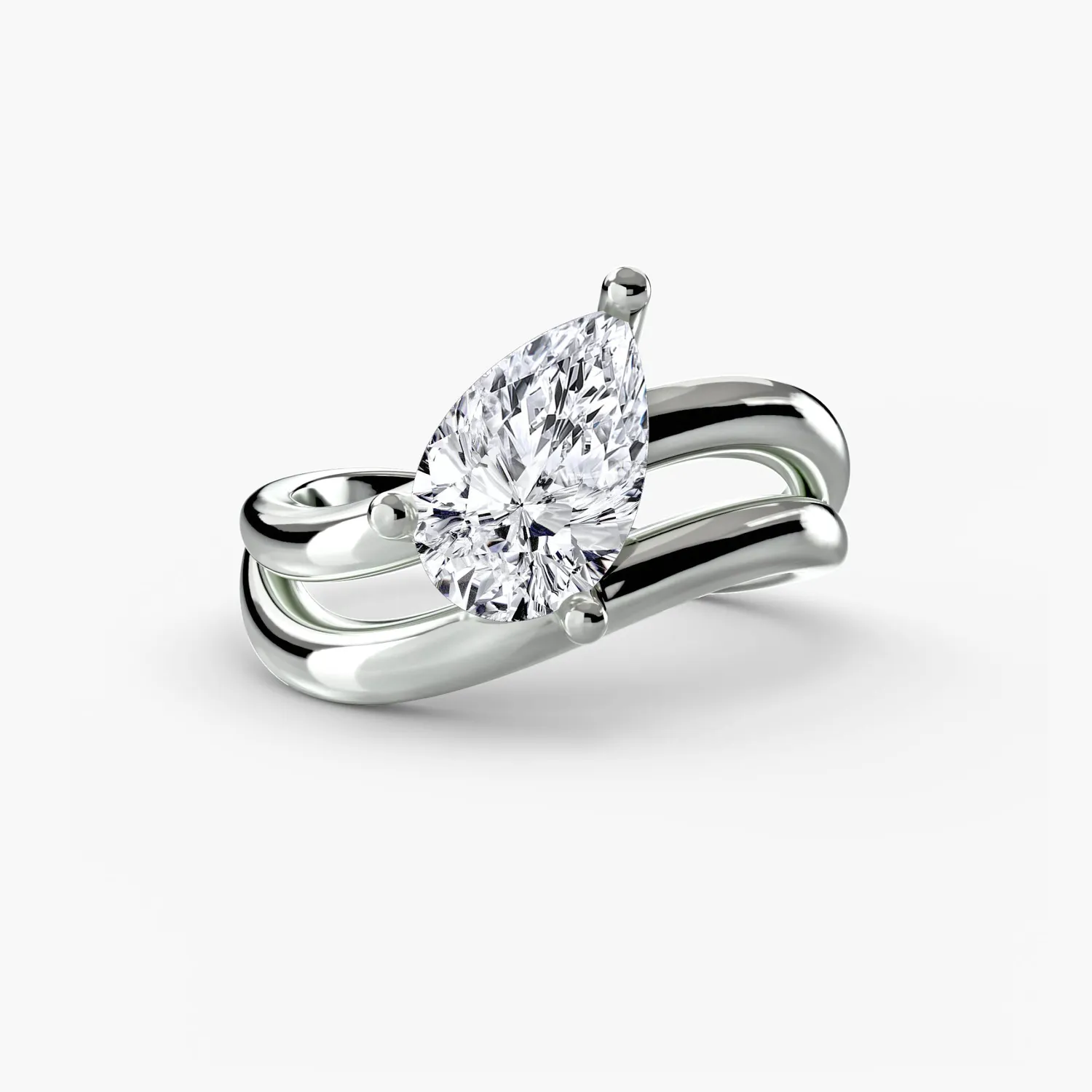 Sinico The Wave Ring 3 Anello Oro Bianco 14Kt Pera