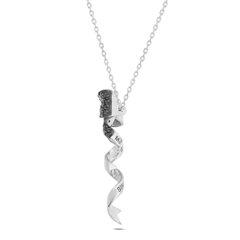 Sinico Dance fiocco collana oro bianco zirconia neri bianchi