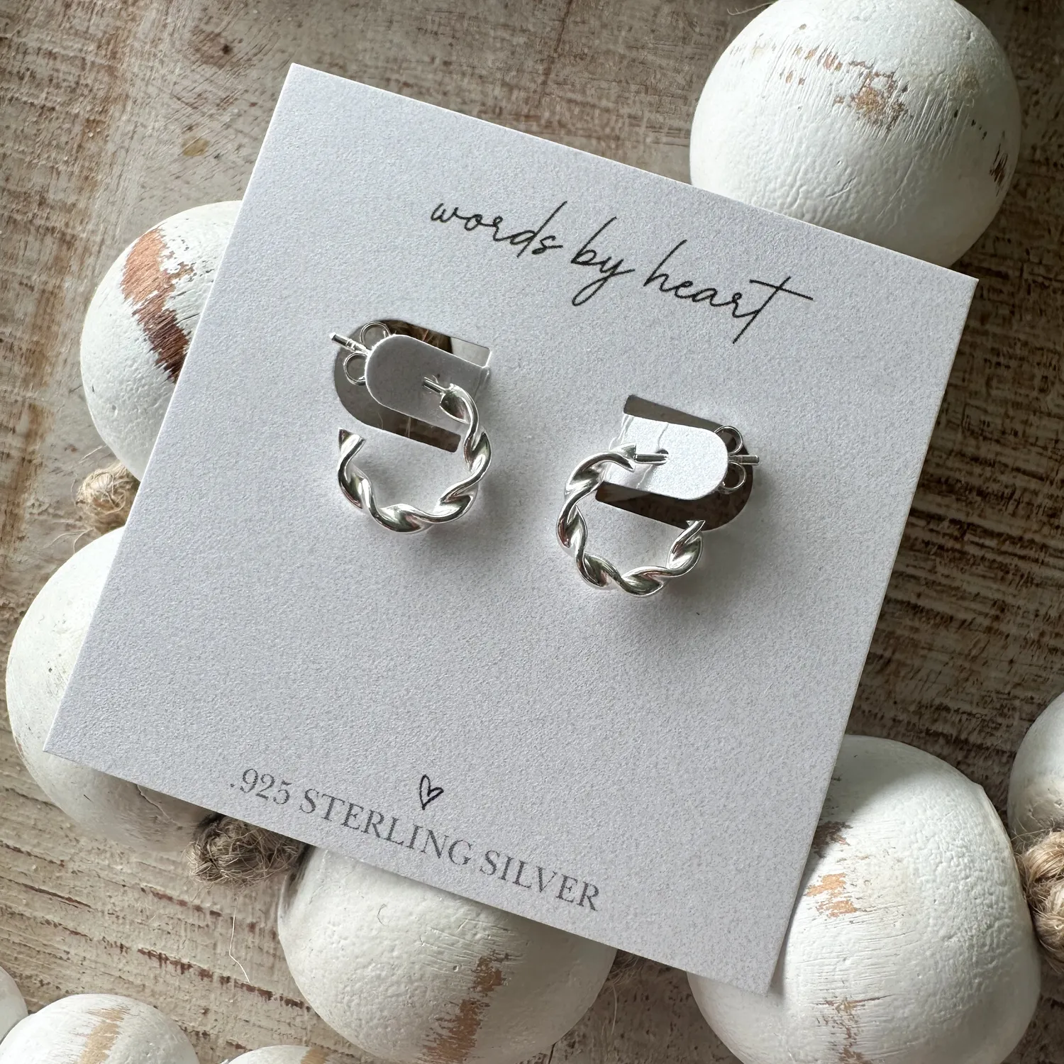 WordsByHeartCo Spiral Hoops orecchini cerchio argento twist