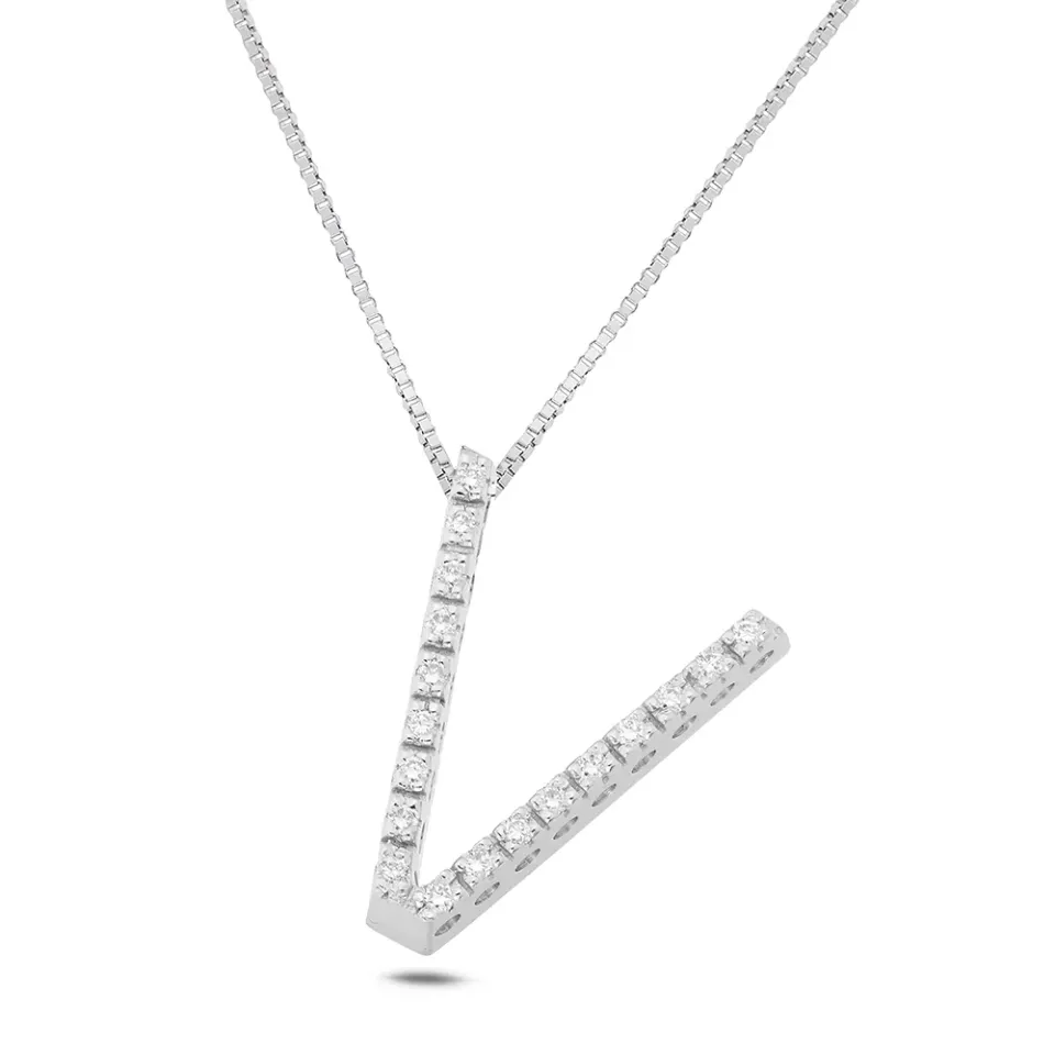 Sinico Letters V collana oro bianco diamanti 42 cm