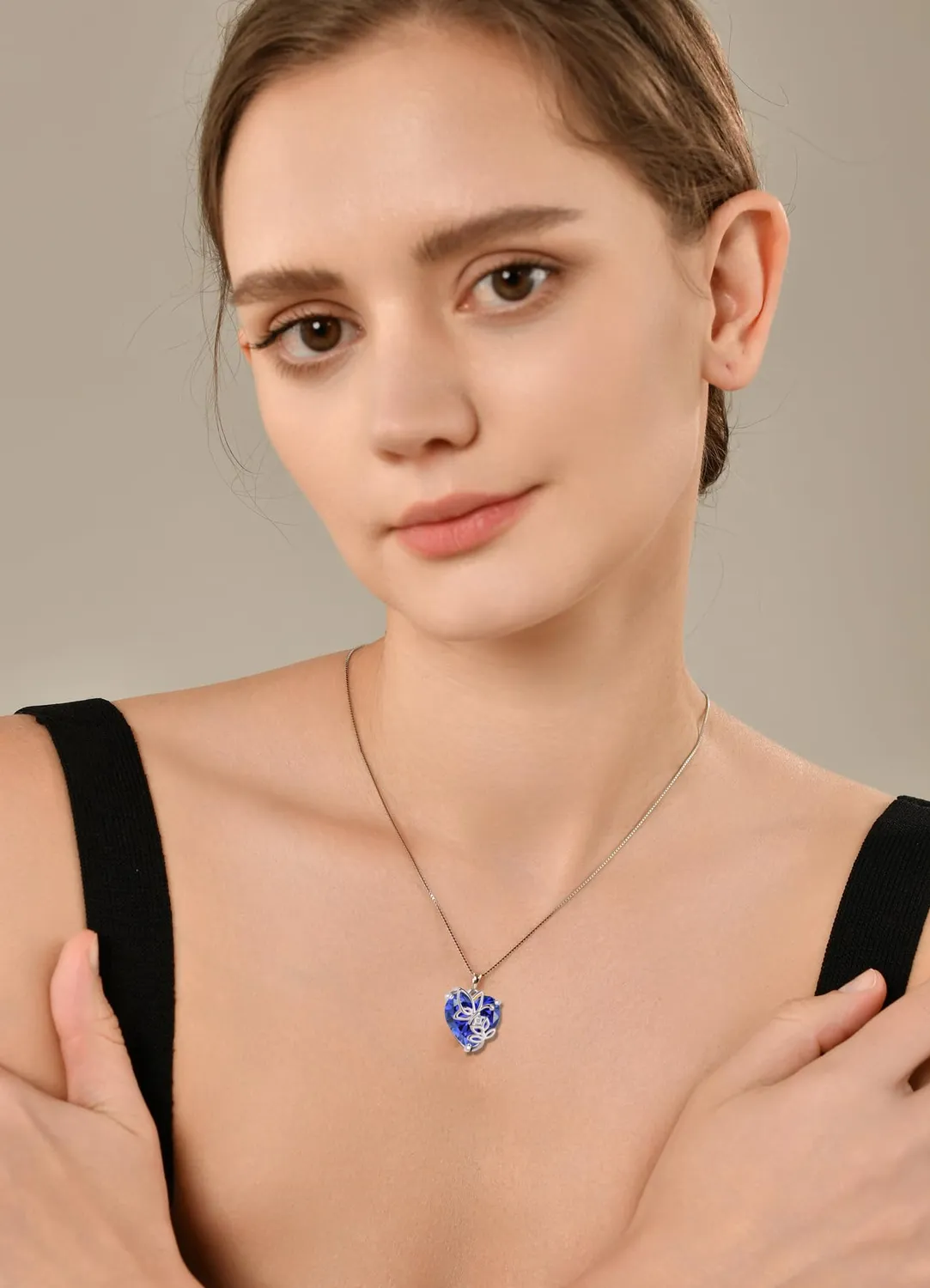 YL Rosa Farfalla Cuore collana argento 925 tanzanite dicembre