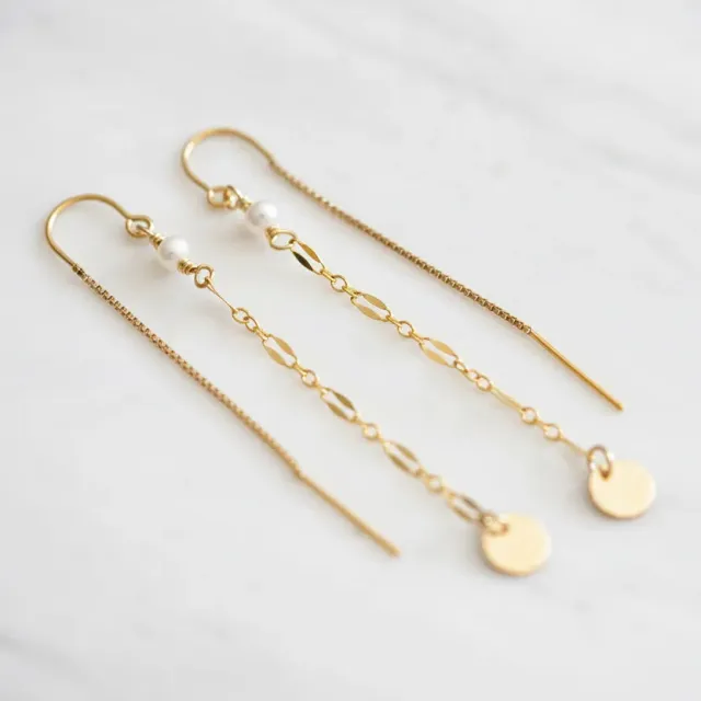 WordsByHeartCo U Threaders orecchini filo catena drop