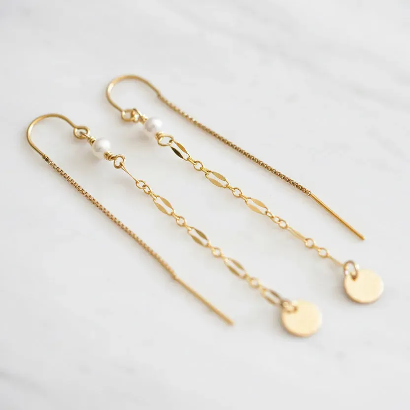 WordsByHeartCo U Threaders orecchini filo catena drop
