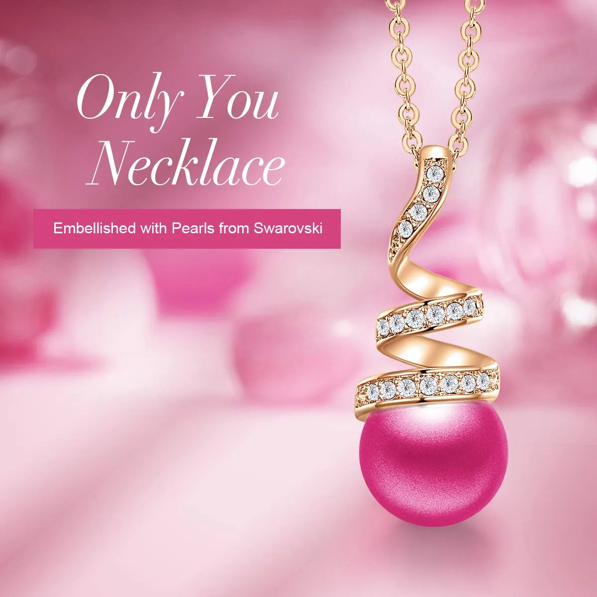 CDE Sei l'unico collana oro rosa perle Swarovski