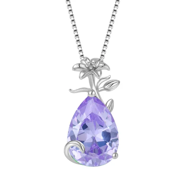 YL Giglio collana argento 925 pietra pera