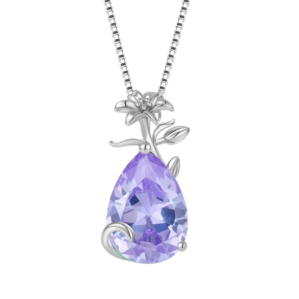 YL Giglio collana argento 925 pietra pera