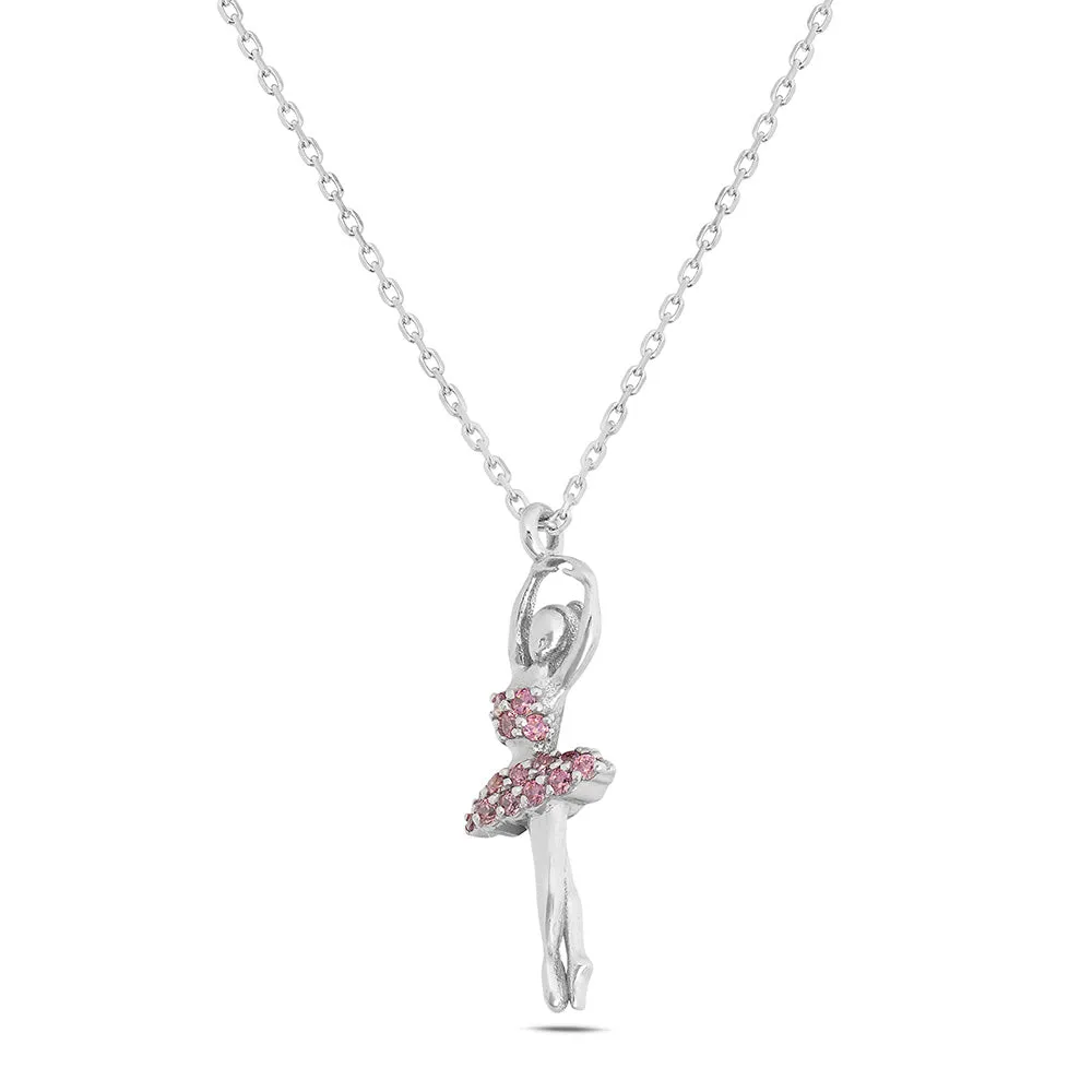 Sinico Dance ballerina collana oro bianco zirconia rosa
