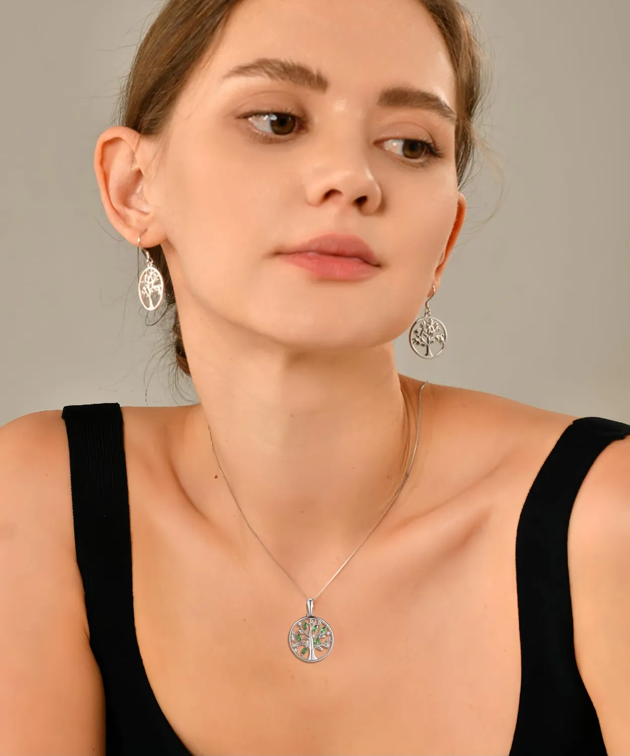 YL Albero della Vita collana argento 925 smeraldo