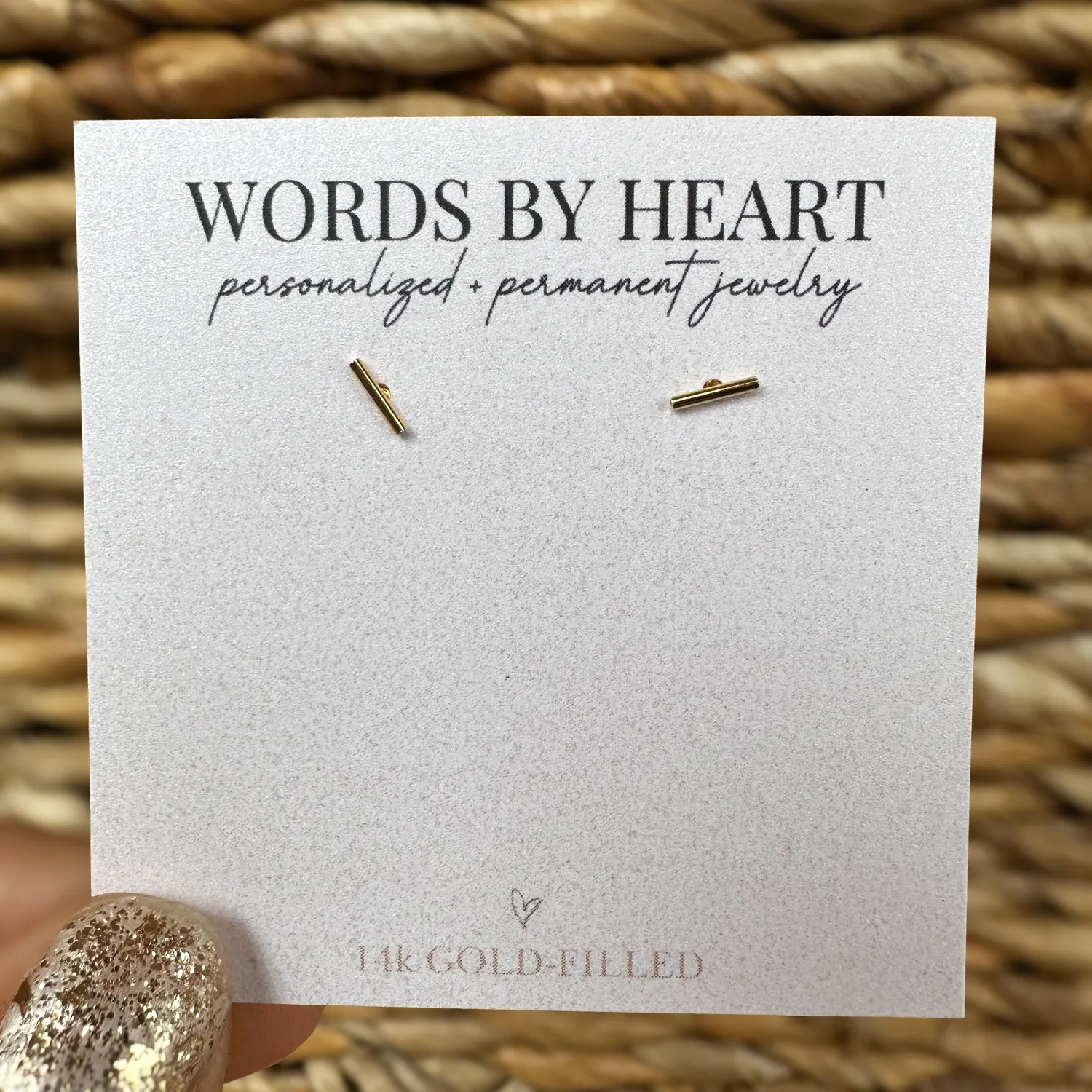 WordsByHeartCo Mini Simple Bar orecchini barretta argento 925