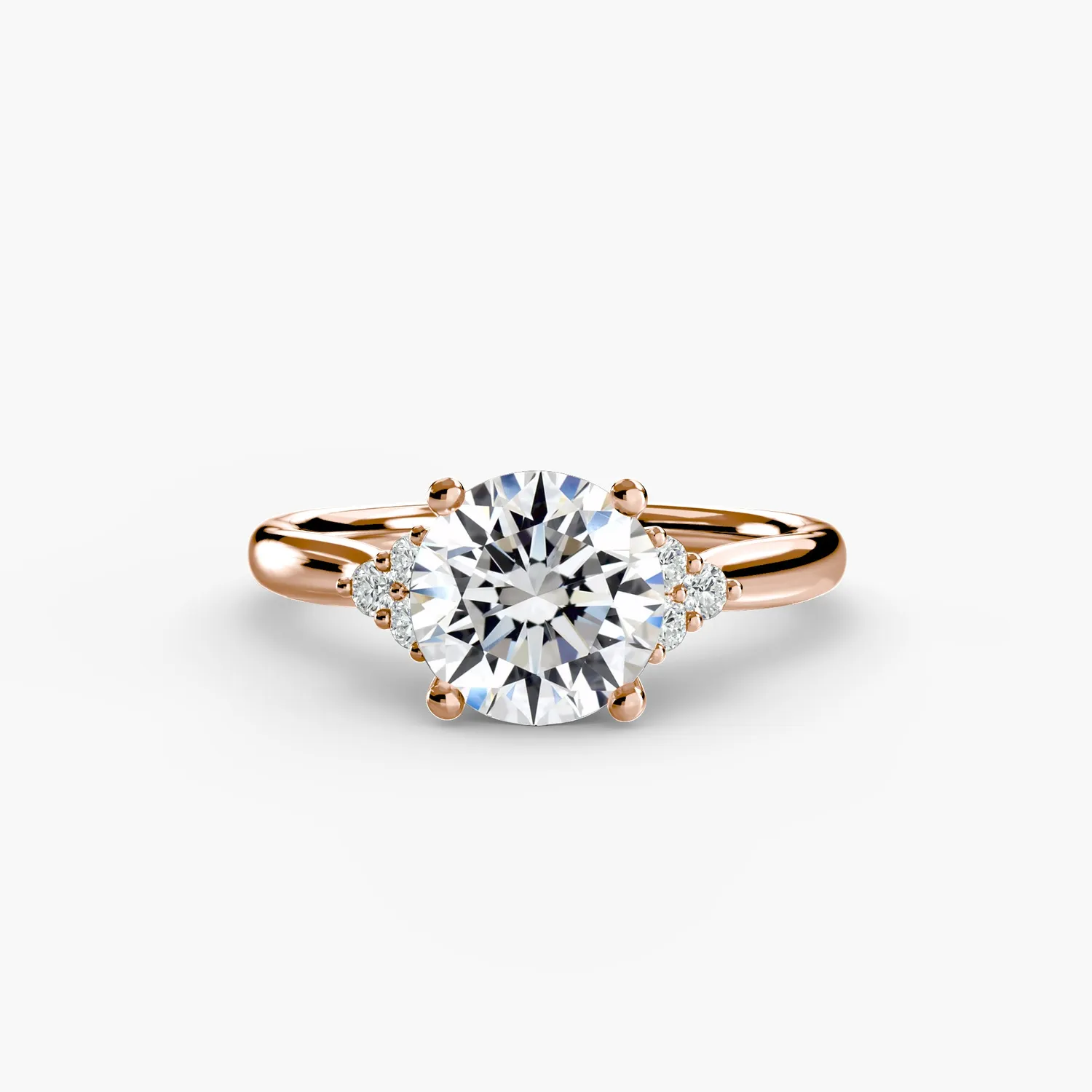 SINICO Cluster Shoulders anello solitario oro bianco 18Kt tondo