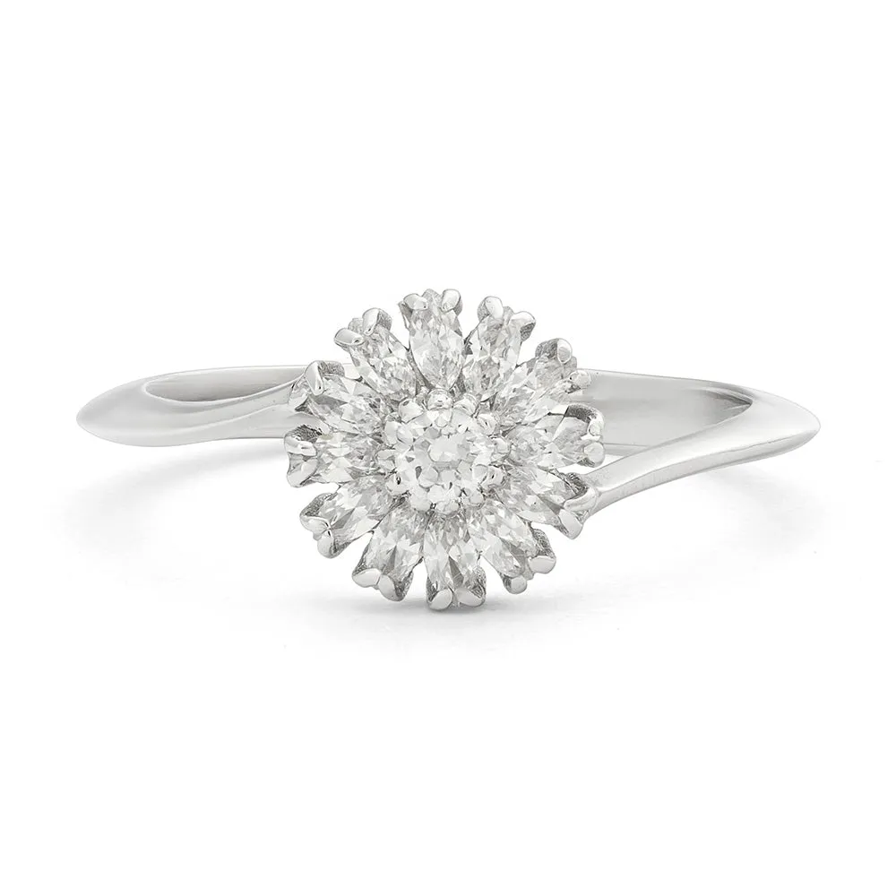 Sinico Fiore anello oro bianco zirconia misura 14