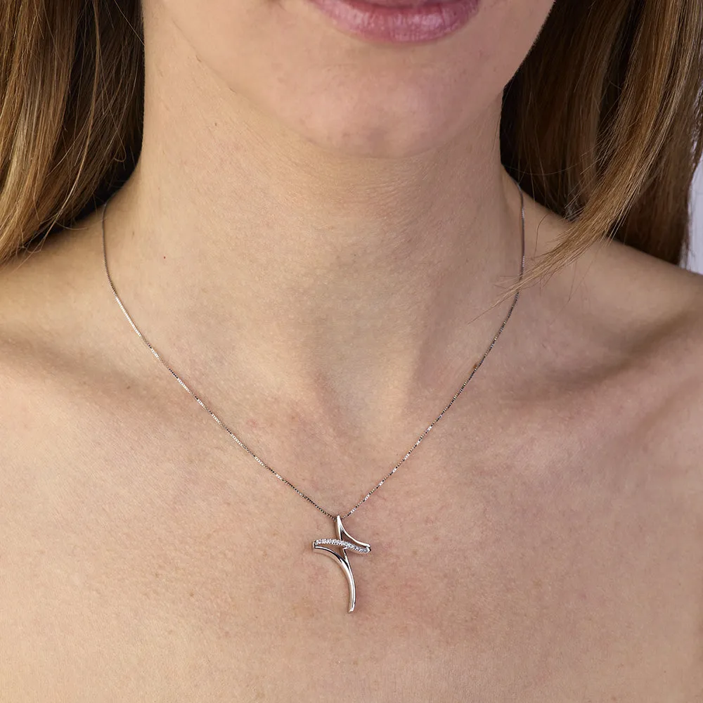 Sinico Eterea Croce Collana Oro Bianco Diamanti 42 cm