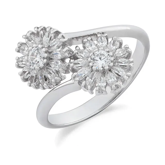 SINICO Classic fiore anello oro bianco 18Kt misura 14