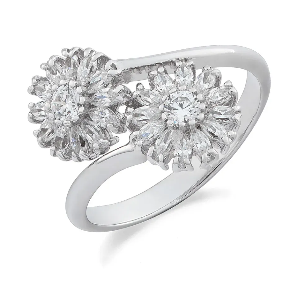 SINICO Classic fiore anello oro bianco 18Kt misura 14