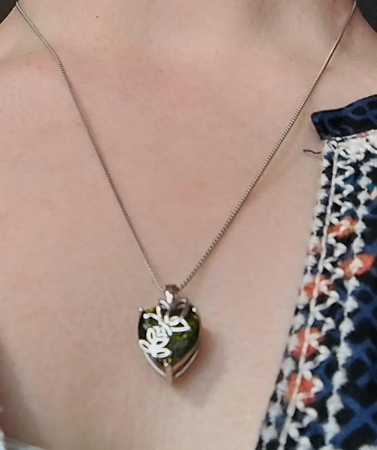 YL Cuore Rosa Farfalla collana peridoto agosto argento 925