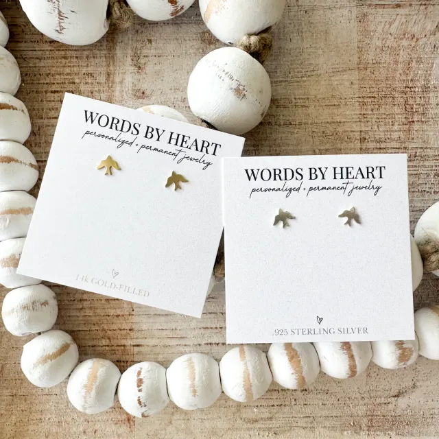 WordsByHeartCo Sparrow orecchini perno argento 925 passero