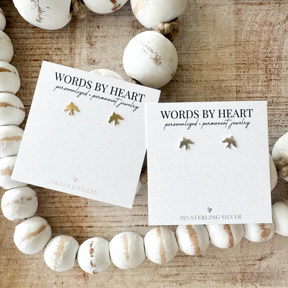 WordsByHeartCo Sparrow orecchini perno argento 925 passero