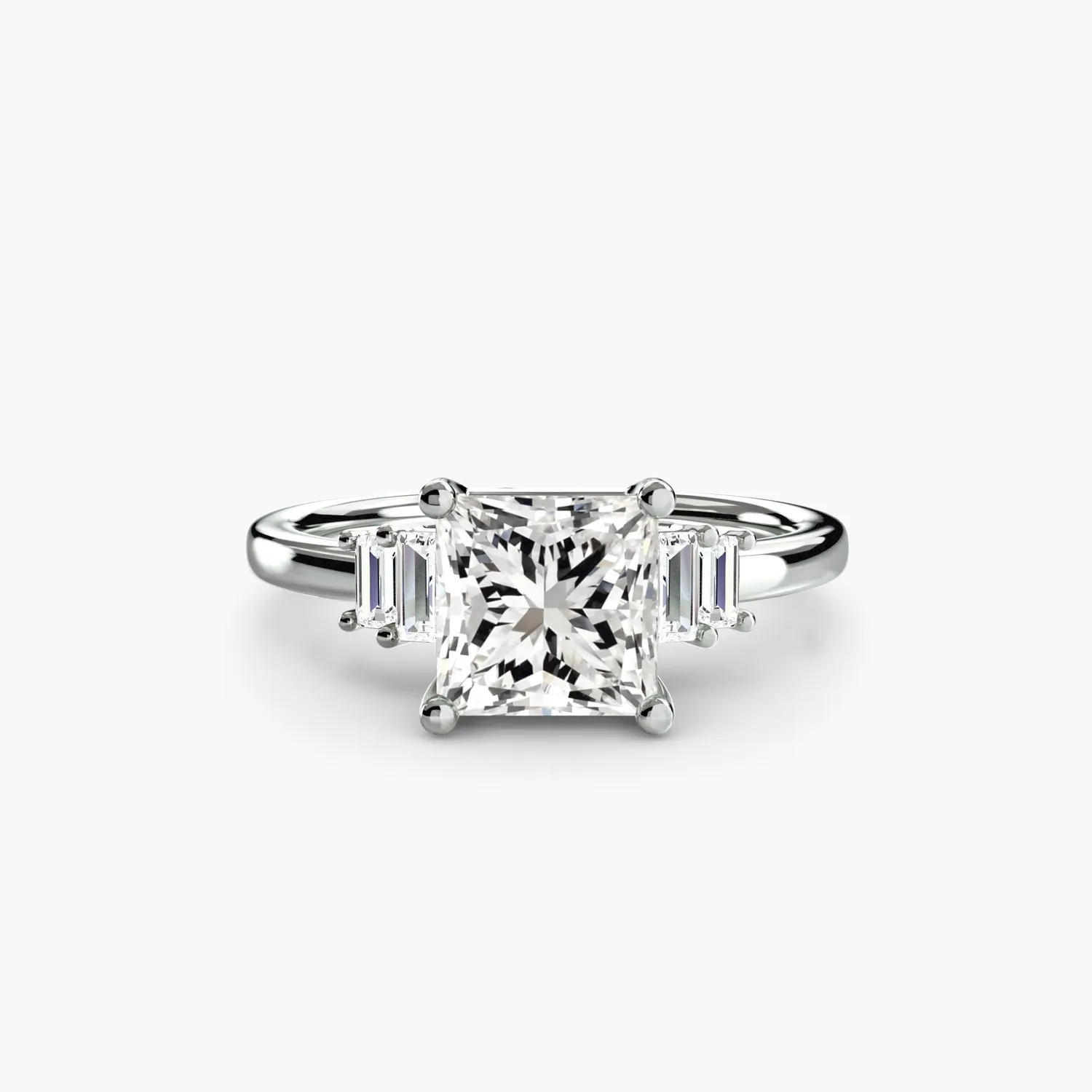Sinico Baguette Accent Solitaire anello oro bianco 14Kt