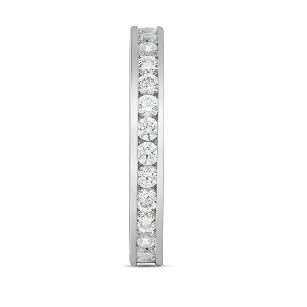 Sinico Eternity Binario anello oro bianco zirconi bianchi