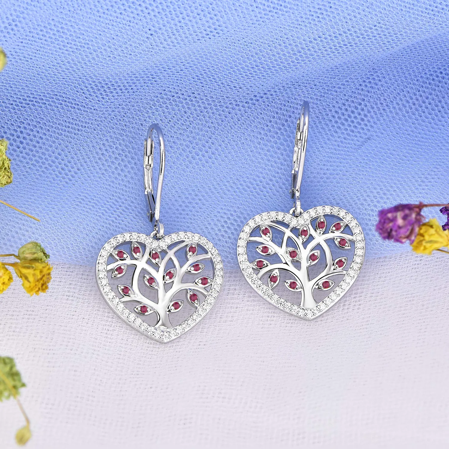 YL Albero della Vita Orecchini Argento 925 Verdi