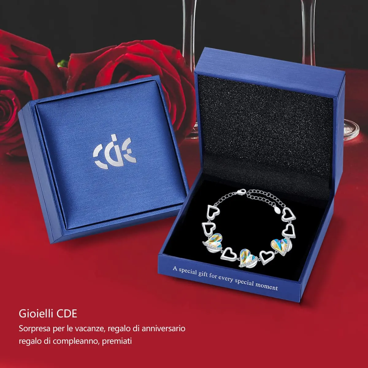 CDE Amore Cuore bracciale cuore placcato oro rosa