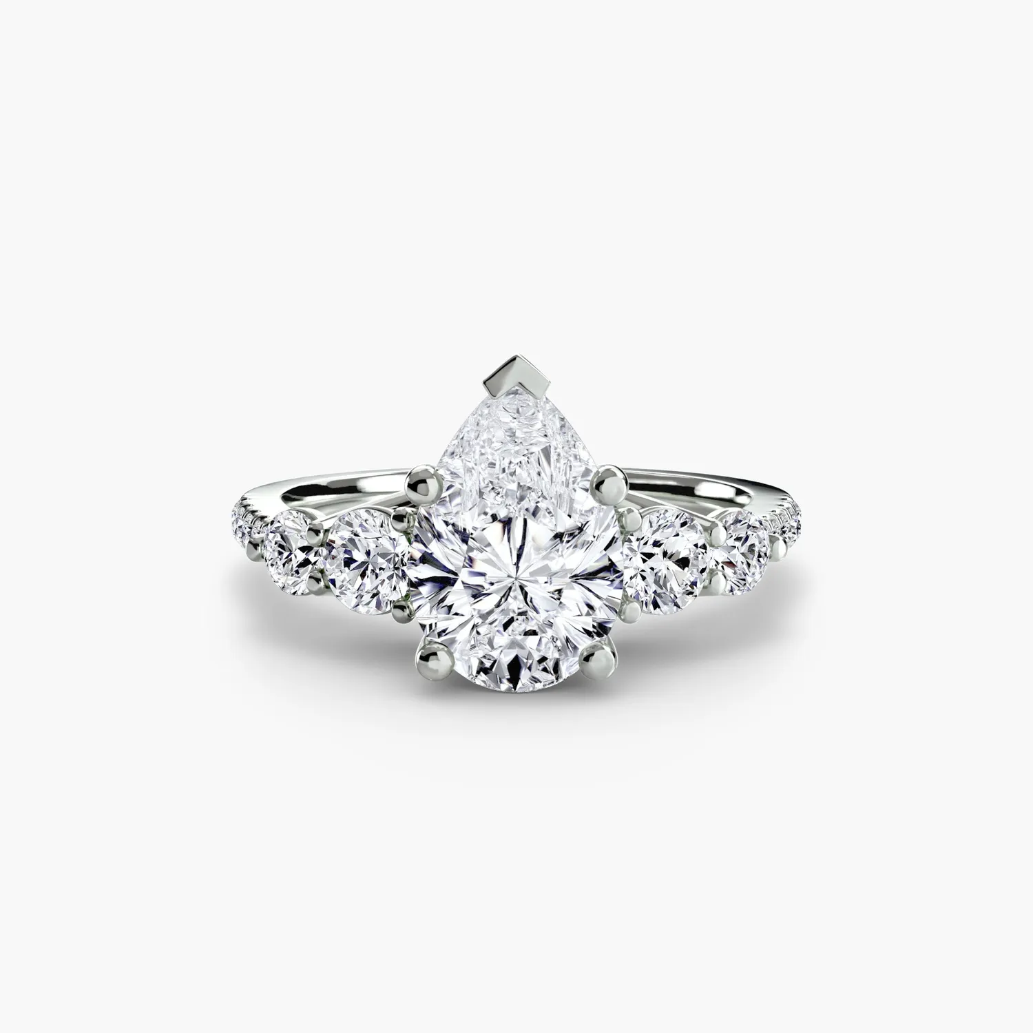 Sinico Five Stone Pavé anello oro bianco 18Kt