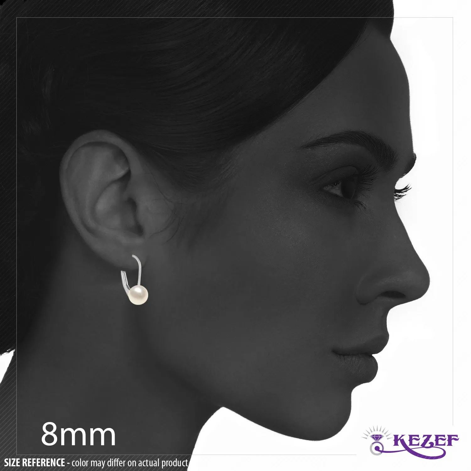 Kezef orecchini monachella argento perla nera 8 mm