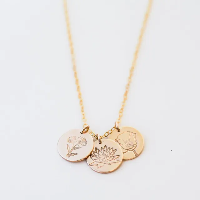 WordsByHeartCo Birth Flower collana dischi argento 925 fiore mese