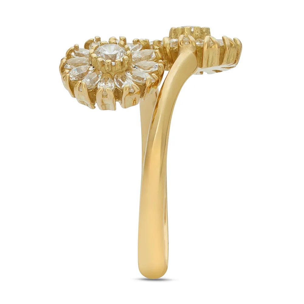 Sinico Classic Fiore Contrarie anello oro giallo zirconi