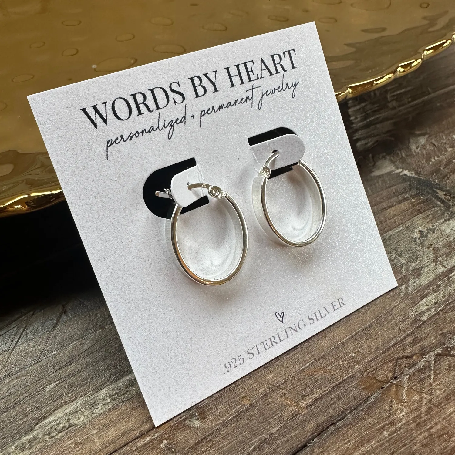 WordsByHeartCo Flat Oval Hoops Orecchini small argento twist