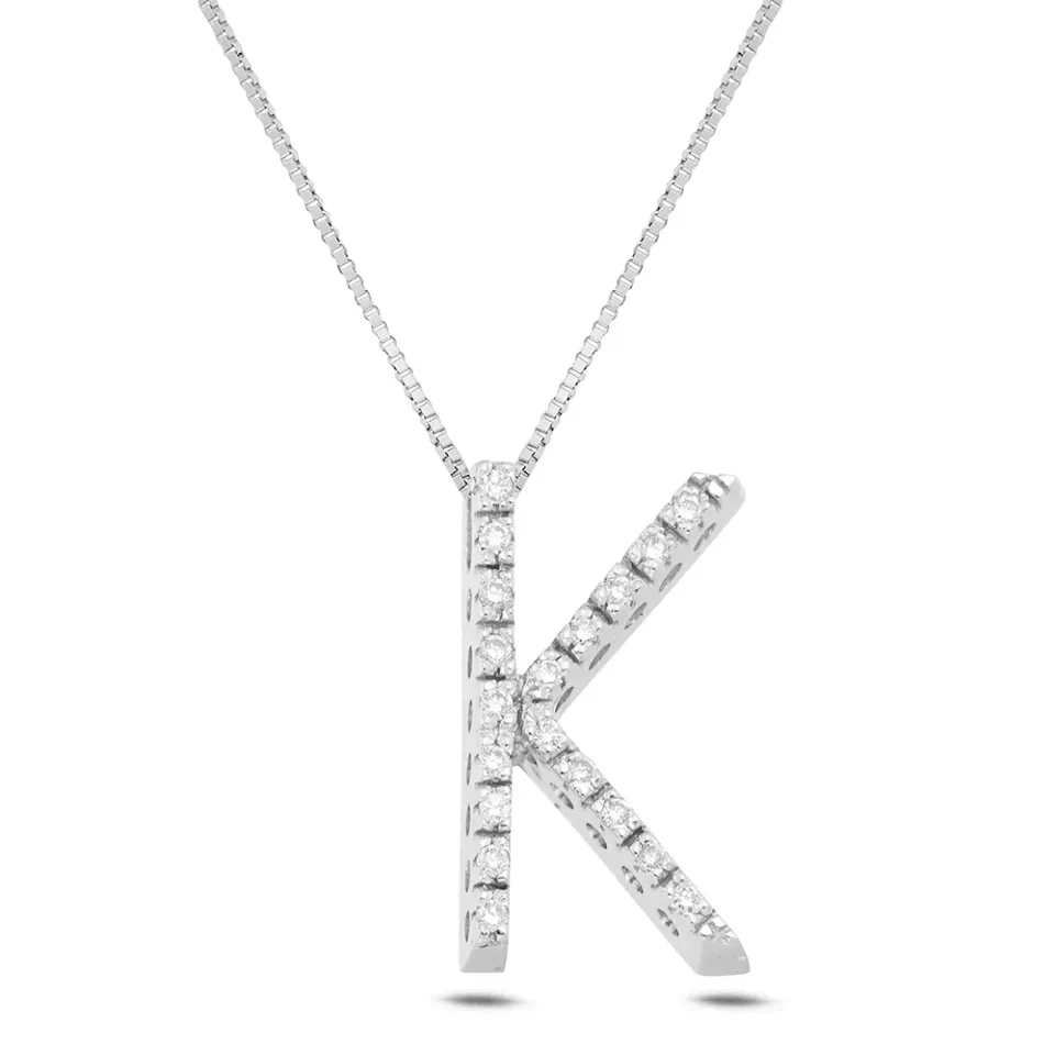 Sinico Letters Collana Lettera K Oro Bianco Diamanti 0,13 ct 42 cm