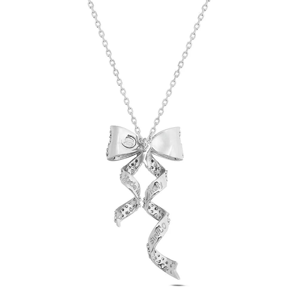 Sinico Dance Fiocco Collana Oro Bianco Zirconia 42 cm