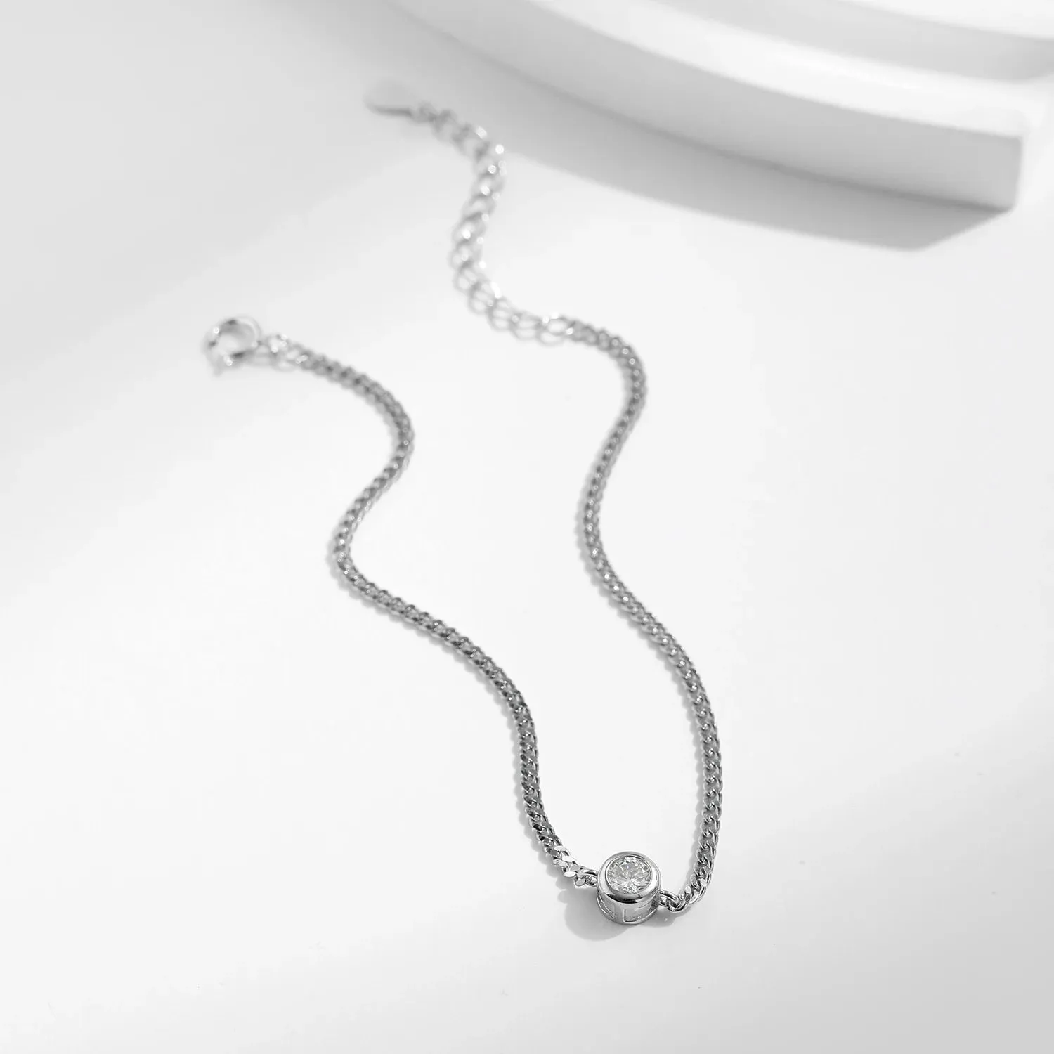 MODIAN Moissanite Bezel Setting bracciale argento 925 0,25 ct