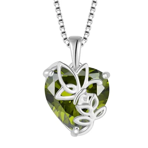 YL Cuore Rosa Farfalla collana peridoto agosto argento 925