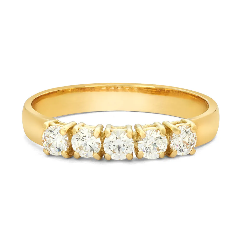 Sinico Rivière anello oro giallo 5 pietre bianche