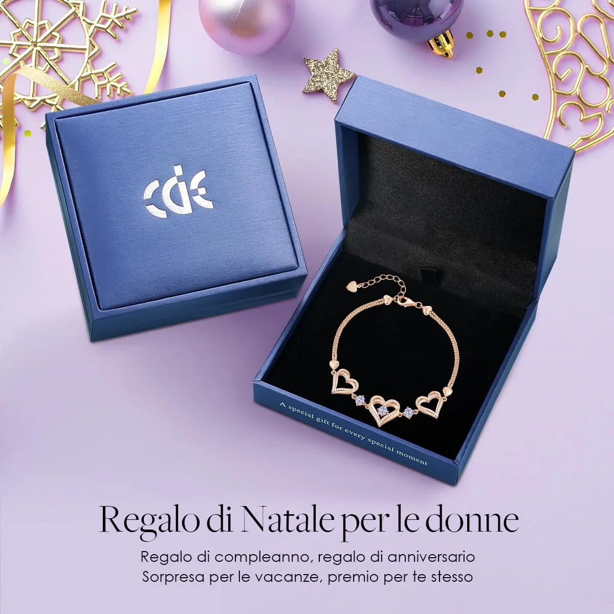 CDE Tenero Bracciale Argento 925 Cuore Zirconia Completo