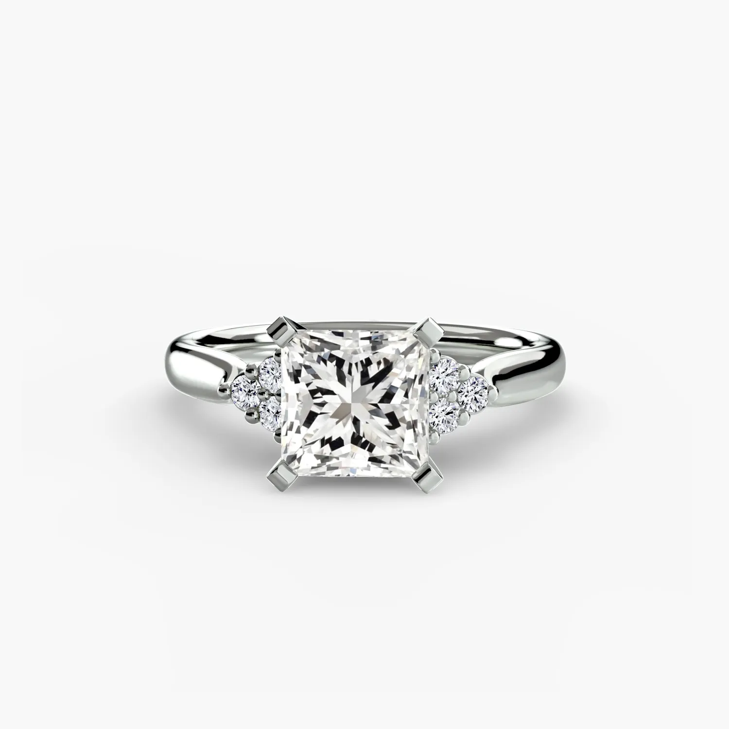 Sinico Solitaire Cluster Shoulders 2 anello fidanzamento