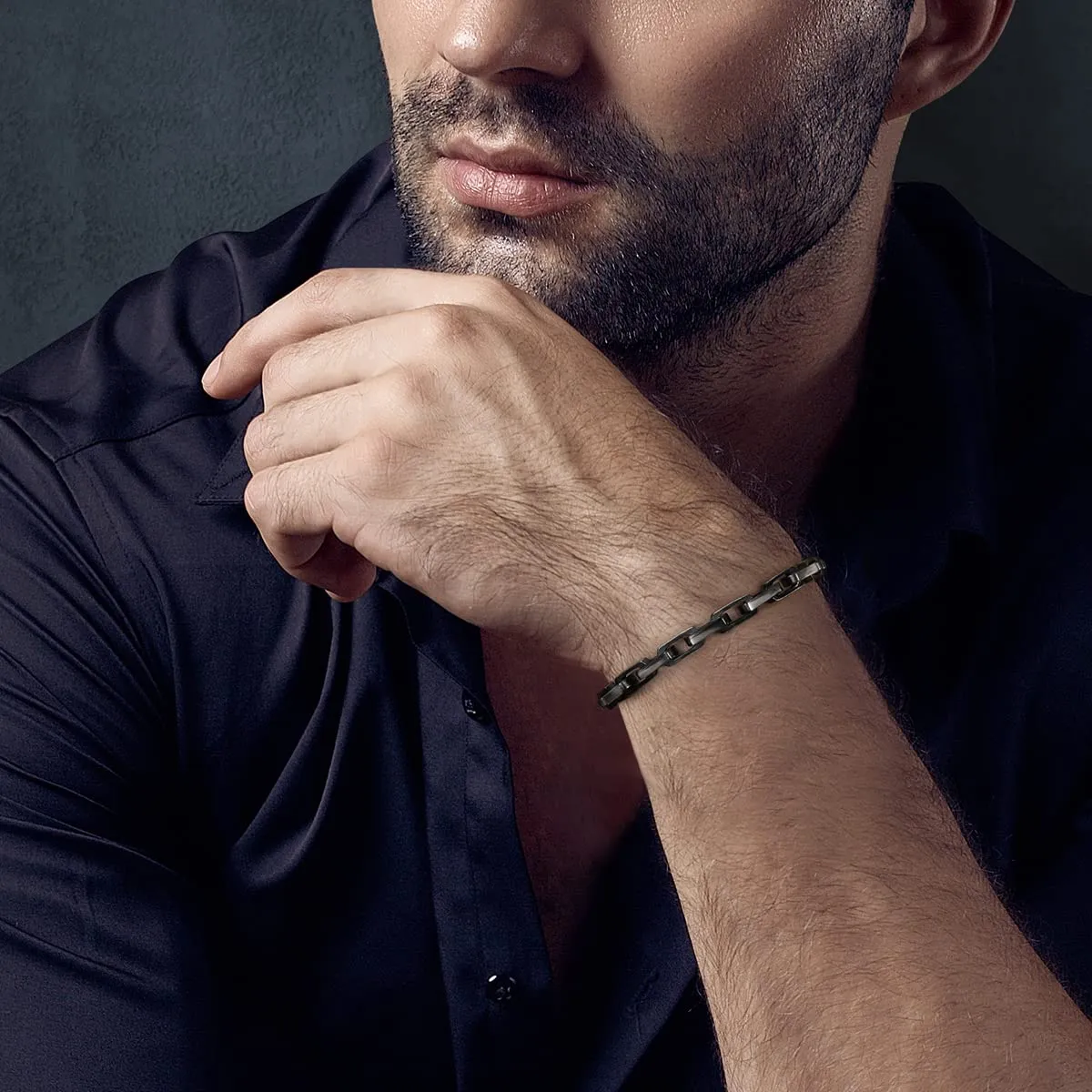 CDE bracciale uomo catena acciaio toggle