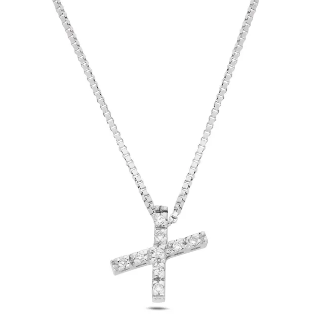 Sinico Letters collana lettera X oro bianco diamanti 42 cm