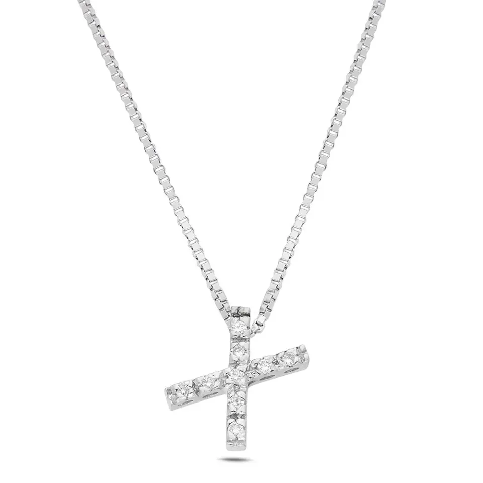 Sinico Letters collana lettera X oro bianco diamanti 42 cm