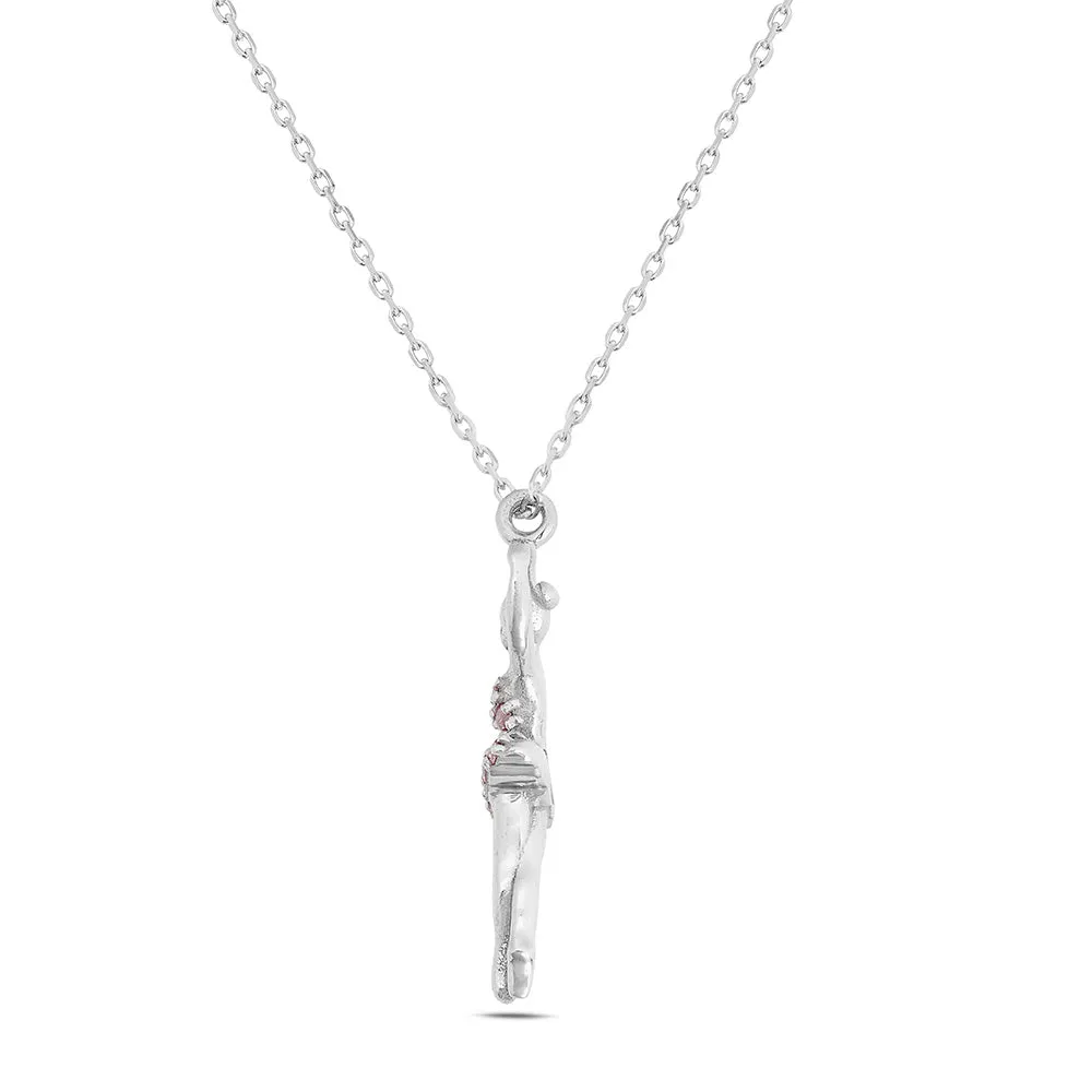 Sinico Dance ballerina collana oro bianco zirconia rosa