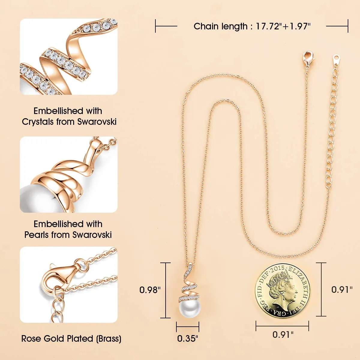 CDE Sei l'unico collana perle oro rosa cuore