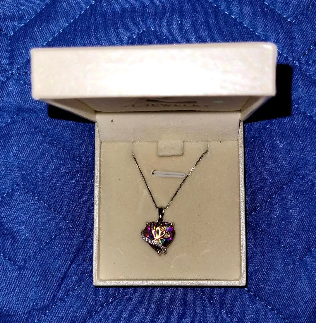YL Farfalla Cuore collana argento 925 rubino luglio
