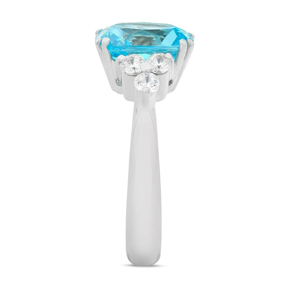 Sinico Princess anello oro bianco zircone azzurro