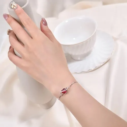YL Bracciale Cuore Infinito Argento 925 Rubino Luglio